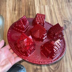 Nordic Ware Red Holiday Cozy Village Cast Cake Pan